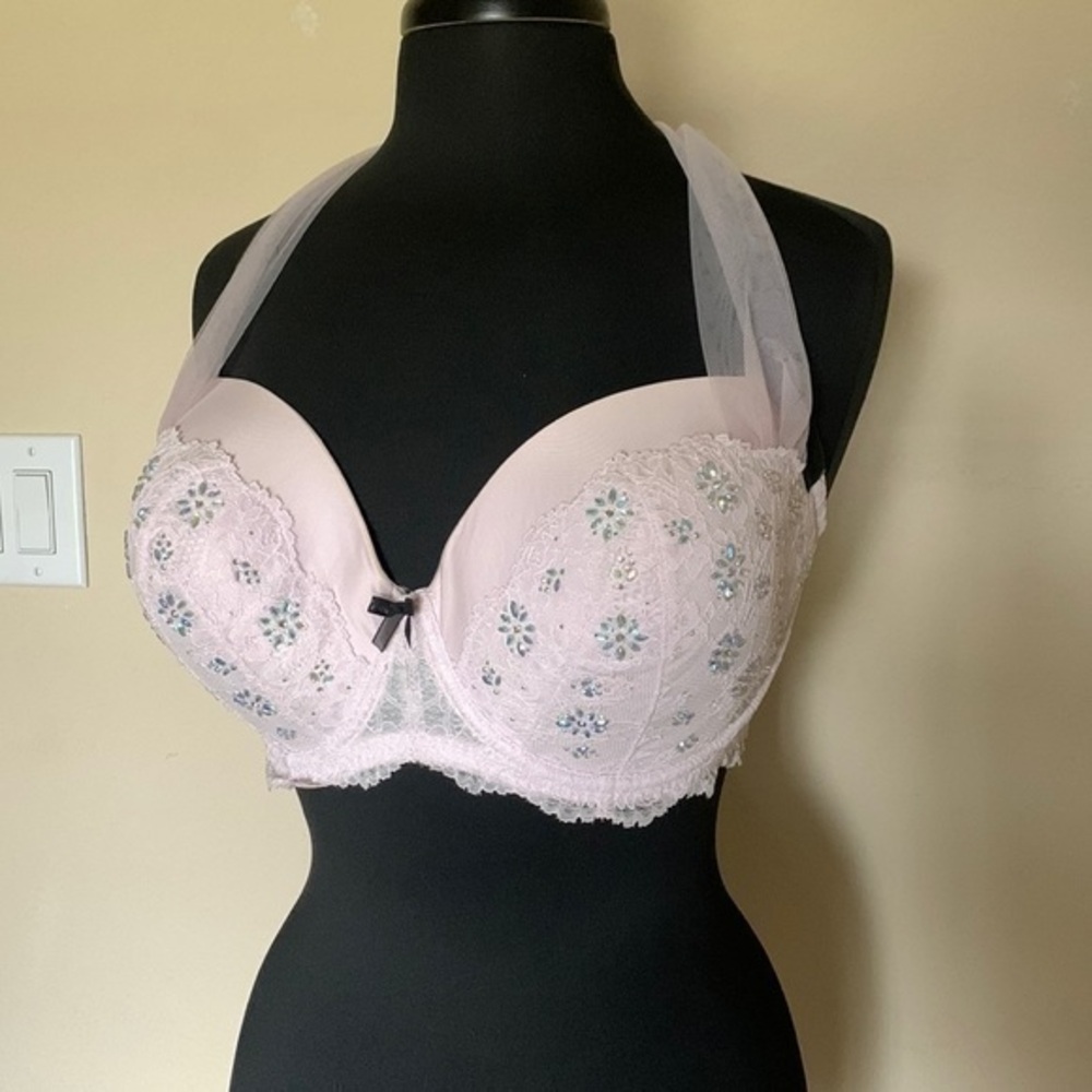 Victoria’s Secret Dream Angels Lined Demi Crystal Tulle Velvet Lace Bra Rare
